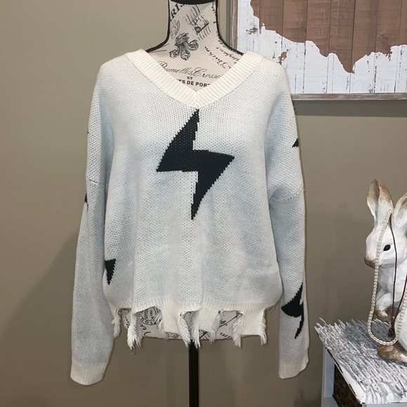 Sweaters - Elvis taking care of business / lightning bolt sweater oversized